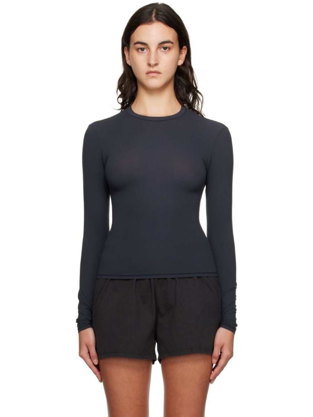 NWT SKIMS FITS EVERYBODY LONG SLEEVE GRAPHITE TEE SMALL